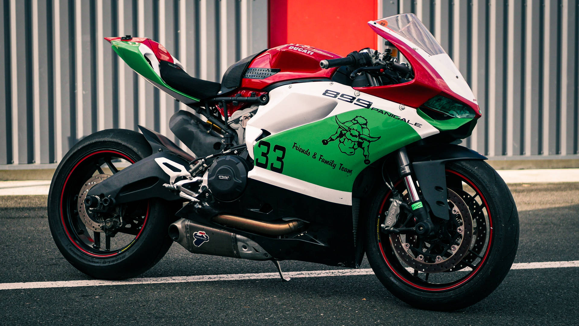 Ride Away On Your Red and Green Ducati 1299 Panigale Wallpaper