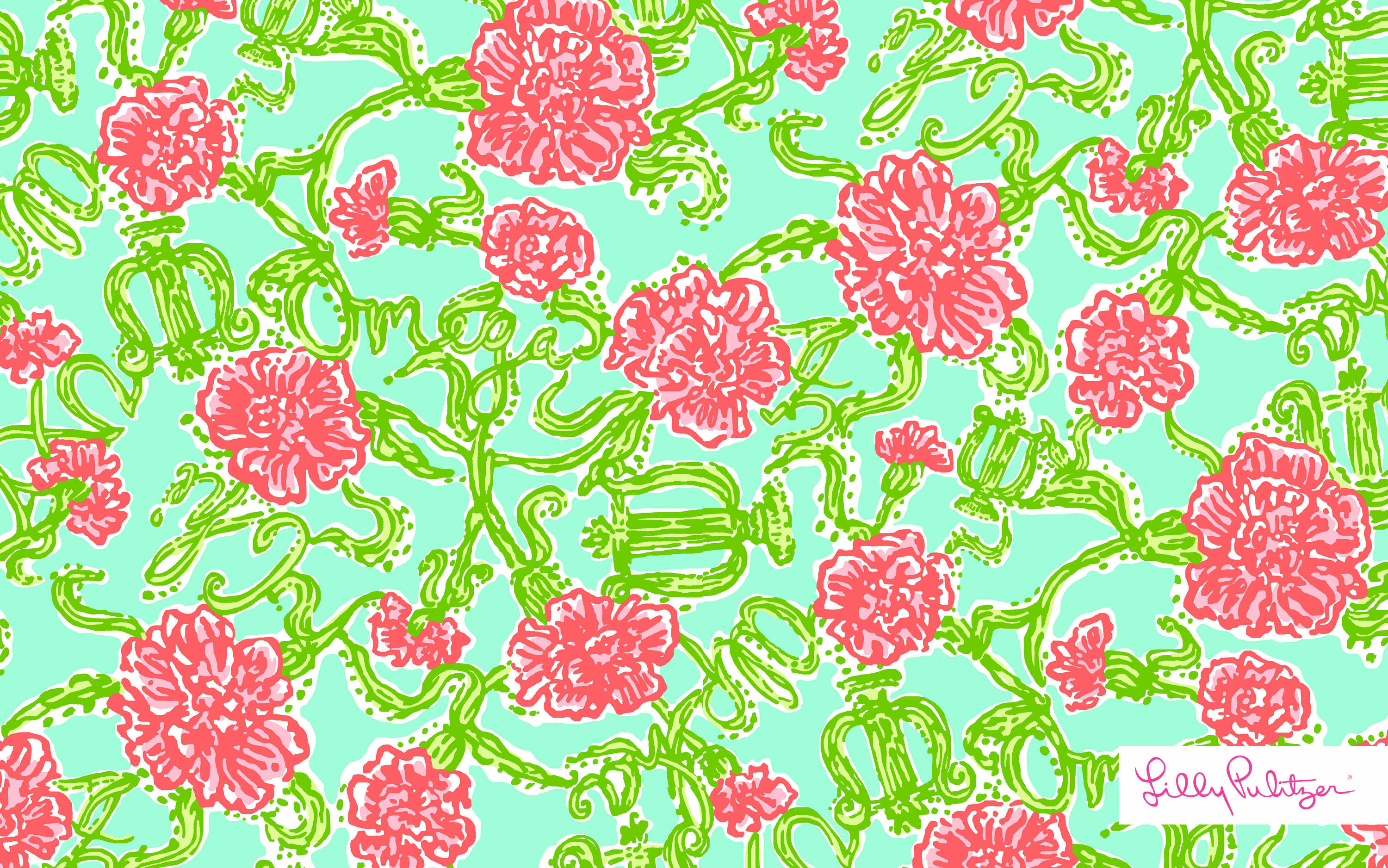Red Green Floral Lilly Pulitzer Desktop Wallpaper