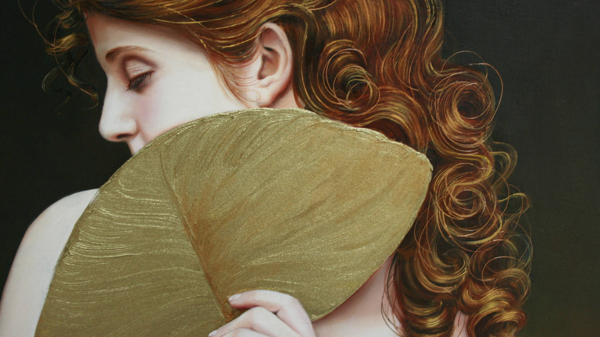 Red Hair Woman Painting By Christiane Vleugels Wallpaper