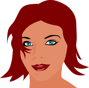 Red Haired Animated Woman Portrait PNG