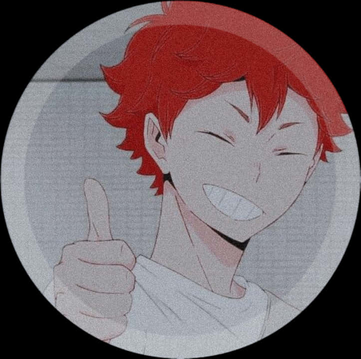 Red Haired Anime Boy Giving Thumbs Up PNG
