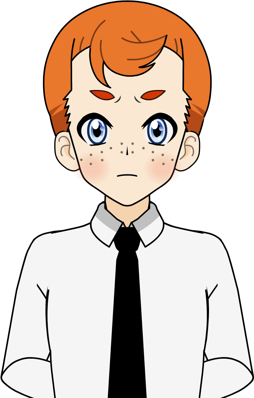 Red Haired Anime Boyin White Shirt PNG