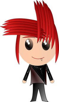 Red Haired Anime Character Illustration PNG