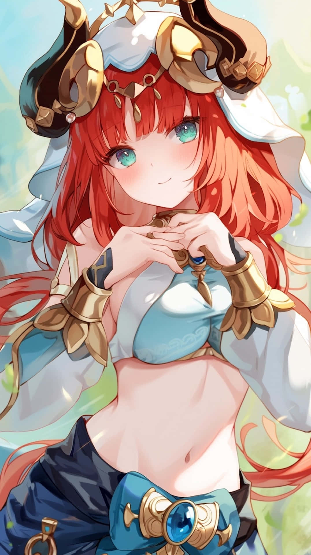 Red Haired Anime Character With Horns Wallpaper