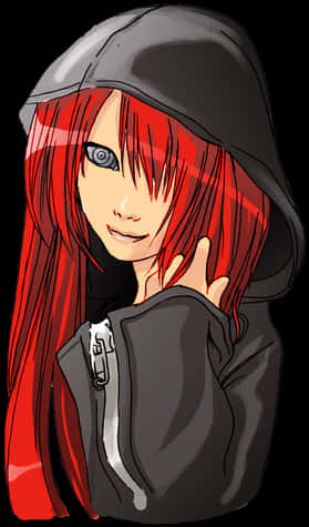 Red Haired Anime Character With Rinnegan PNG