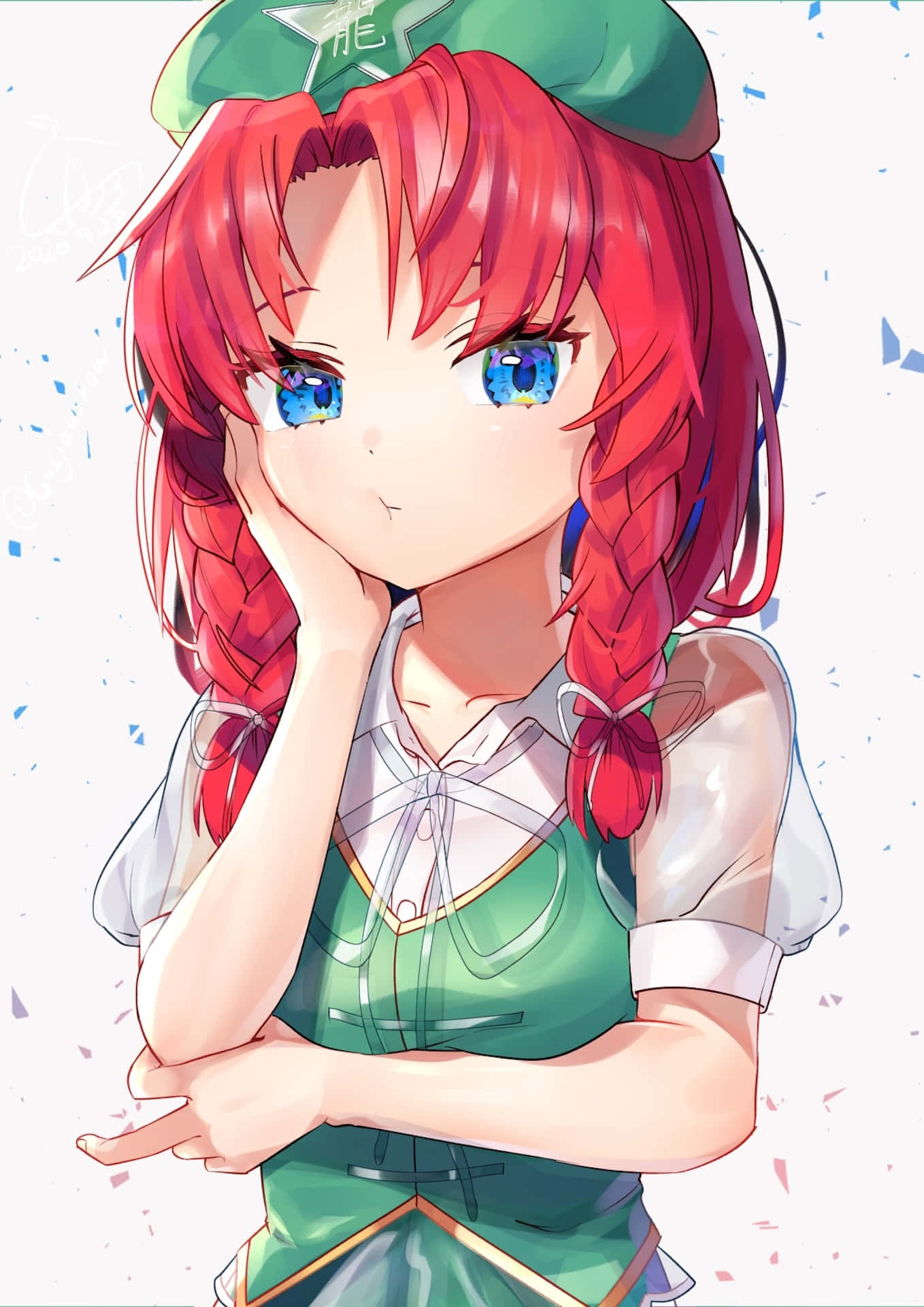 Red Haired Anime Girl With Blue Eyes Wallpaper