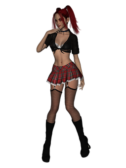 Red Haired Anime Style Character PNG