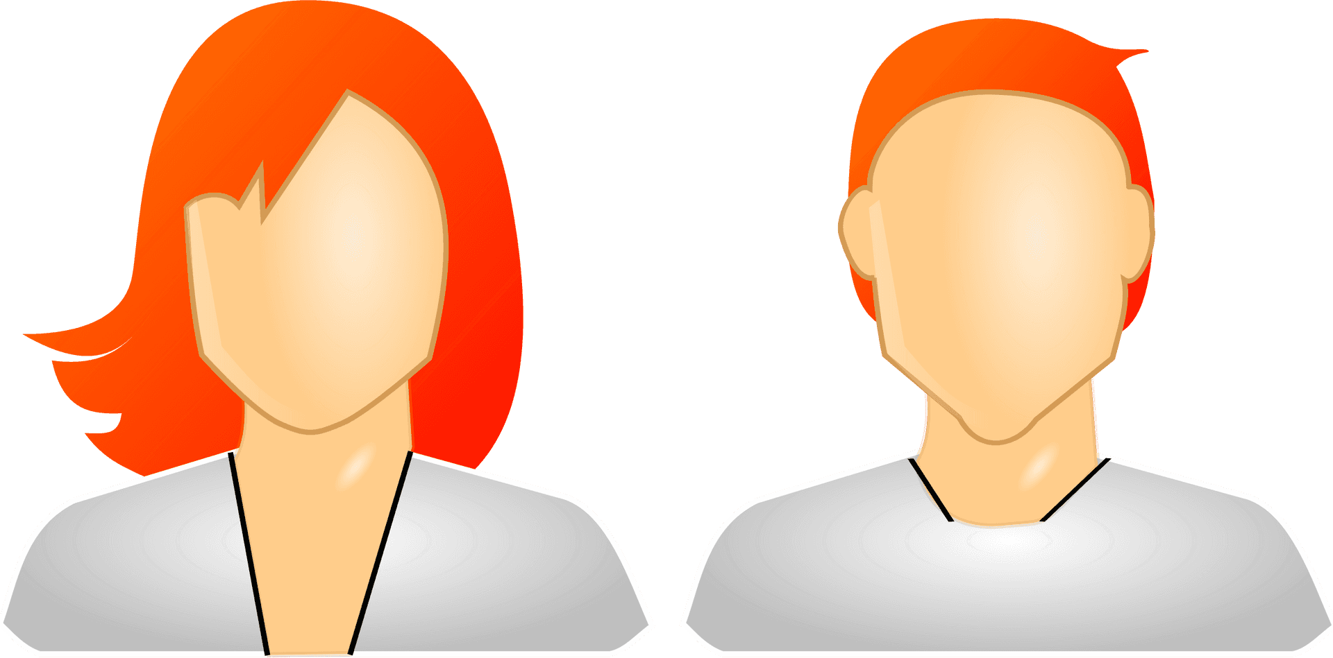 Red Haired Avatars Vector Illustration PNG