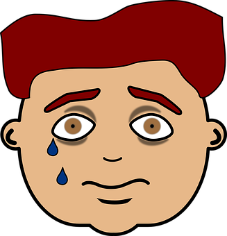 Red Haired Cartoon Face Tears PNG