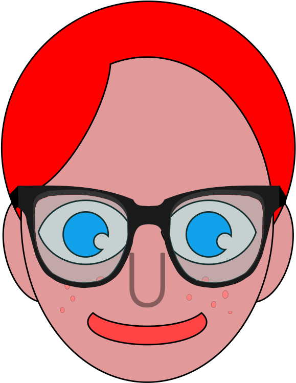 Red Haired Cartoon Geek PNG