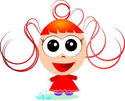 Red Haired Cartoon Girl Illustration PNG
