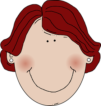 Red Haired Cartoon Girl Portrait PNG
