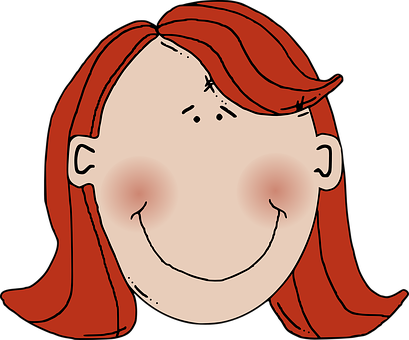 Red Haired Cartoon Girl Smiling PNG