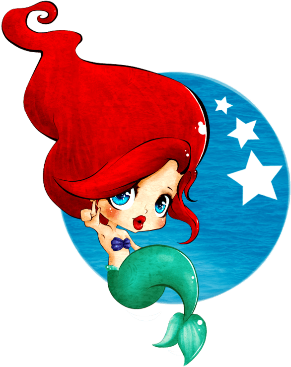 Red Haired Cartoon Mermaid PNG