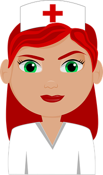 Red Haired Cartoon Nurse Vector PNG