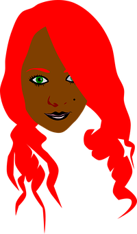 Red Haired Cartoon Woman PNG