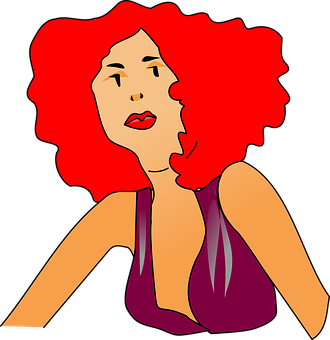 Red Haired Cartoon Woman Illustration PNG