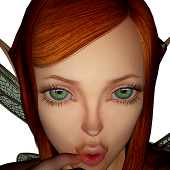 Red Haired Elf Gesture PNG