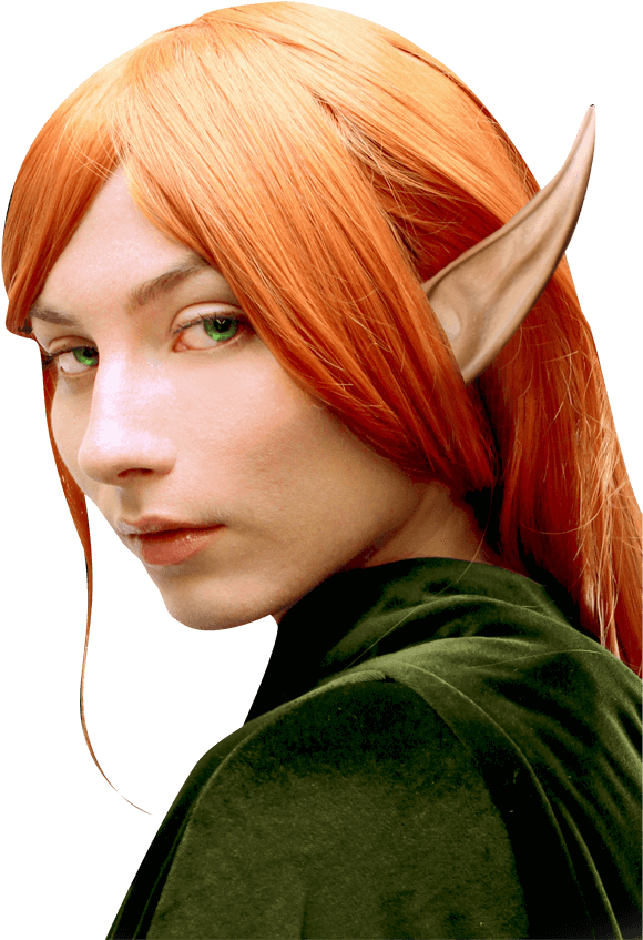 Red Haired Elf Portrait PNG