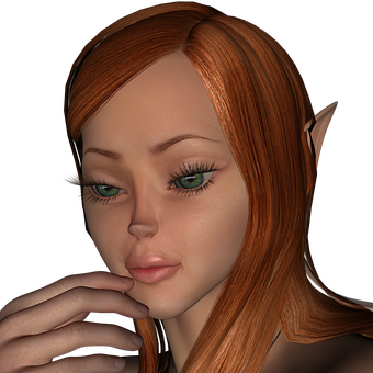 Red Haired Elf Portrait PNG