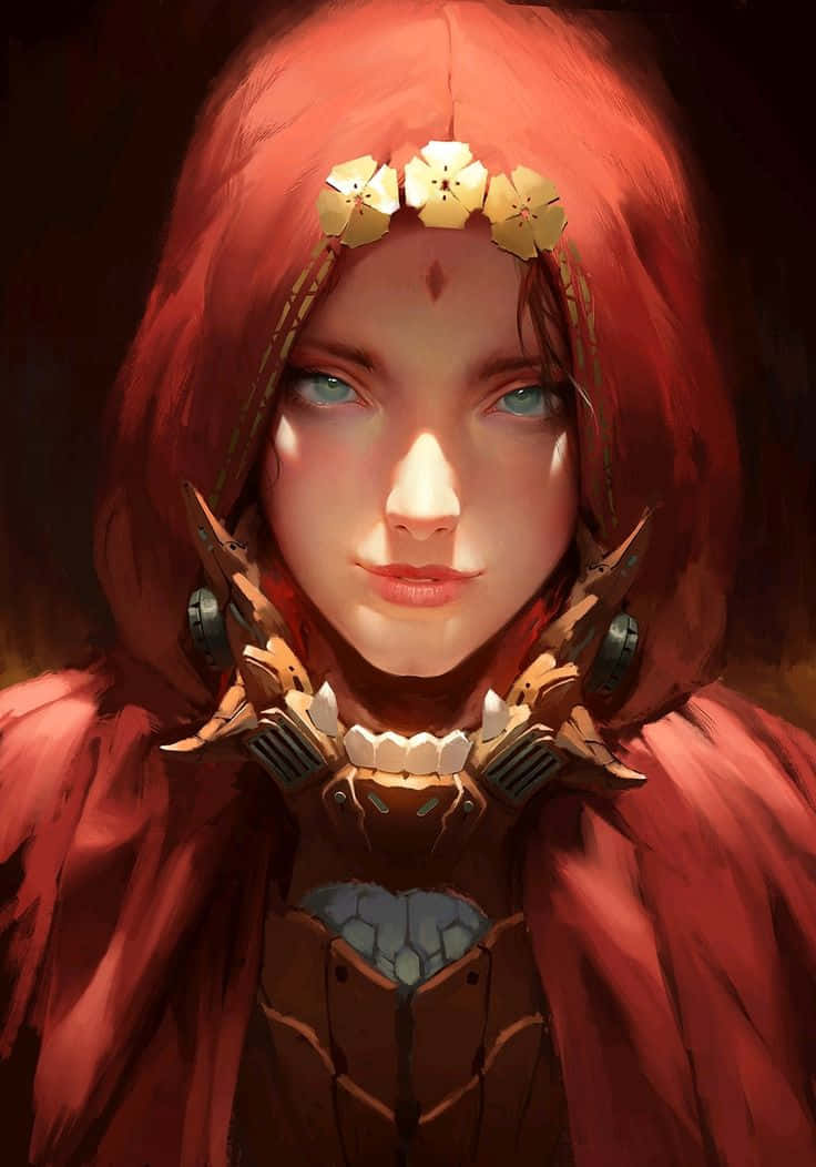 Red Haired Fantasy Warrior Portrait Wallpaper