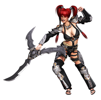 Red Haired Fantasy Warrior Woman PNG