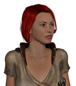 Red Haired Female Character Portrait PNG