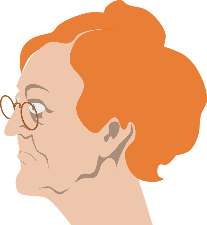 Red Haired Granny Profile Illustration PNG