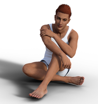Red Haired Man Seated Casually PNG