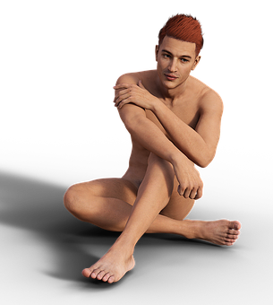 Red Haired Man Seated Pose PNG