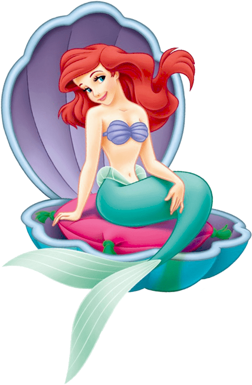 Red Haired Mermaid Seashell Clipart PNG