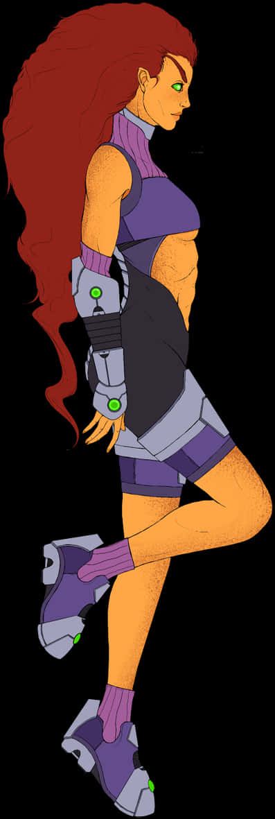 Red Haired Teen Titans Character Art PNG