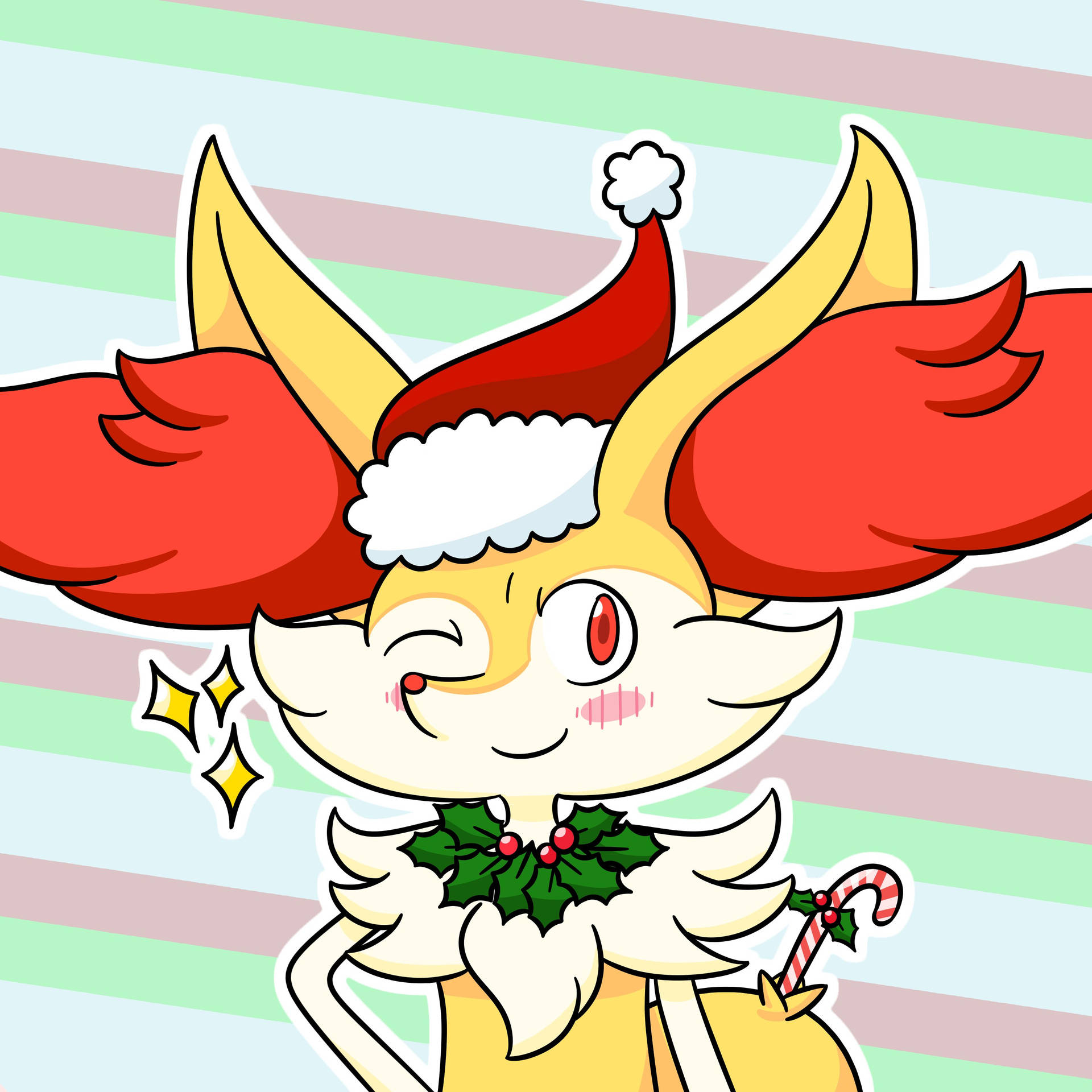 Red-Haired Wolf Christmas PFP Wallpaper