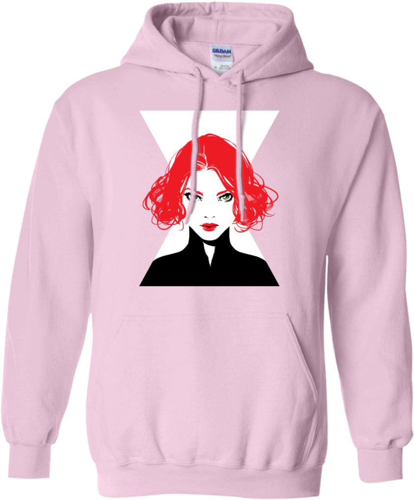 Red Haired Woman Illustration Pink Hoodie PNG