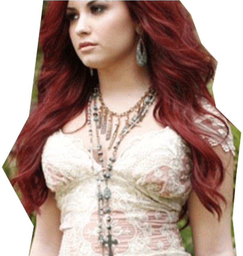 Red Haired Woman In Lace Dress PNG