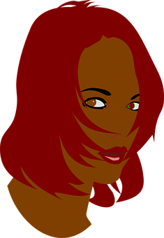 Red Haired Woman Vector Portrait PNG
