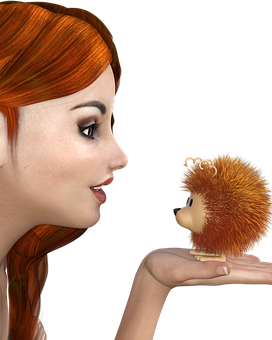 Red Haired Womanand Hedgehog PNG