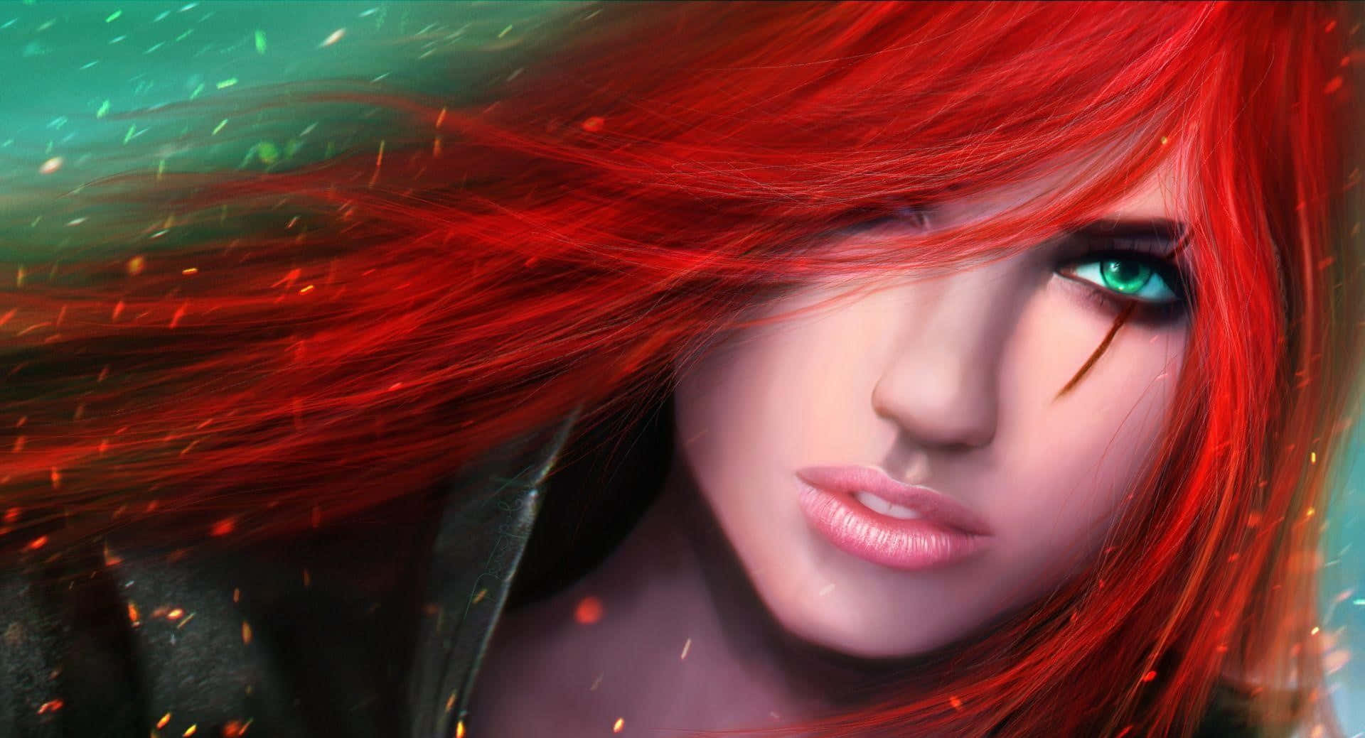 Red Haired Womanwith Intense Gaze Wallpaper