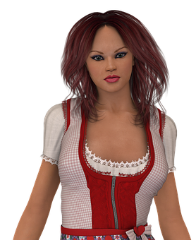 Red Haired3 D Characterin Traditional Dress PNG