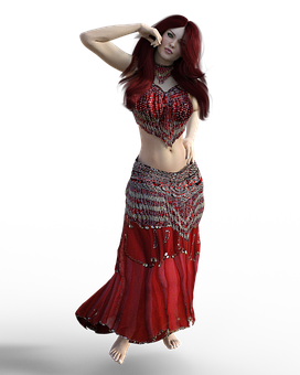 Red Haired3 D Model Belly Dancer PNG