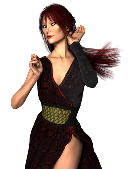 Red Haired3 D Model Pose PNG