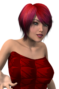 Red Haired3 D Model Woman PNG