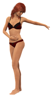 Red Haired3 D Modelin Bikini PNG