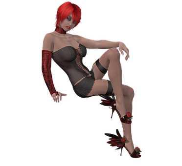Red Haired3 D Modelin Lingerie PNG