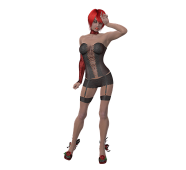 Red Haired3 D Modelin Lingerie PNG