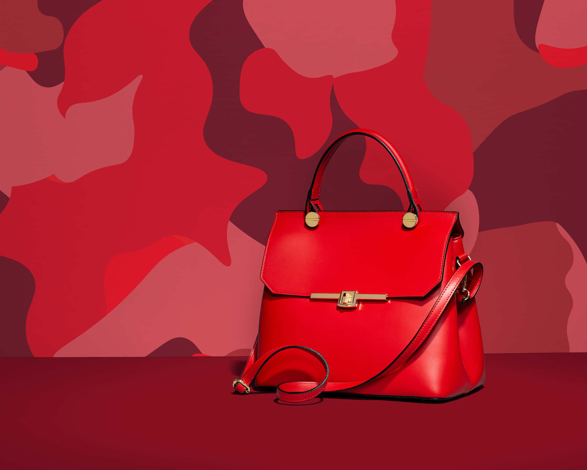 Stylish Red Handbag on White Background Wallpaper
