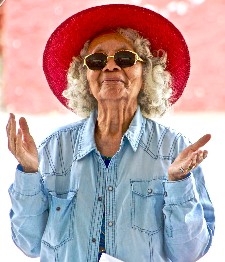 Red Hat Beautiful Older Woman Wallpaper