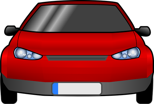 Red Hatchback Car Front View PNG