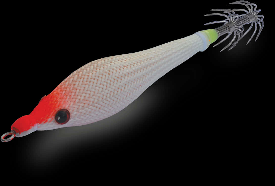 Red Headed Fishing Lureon Black Background.jpg PNG