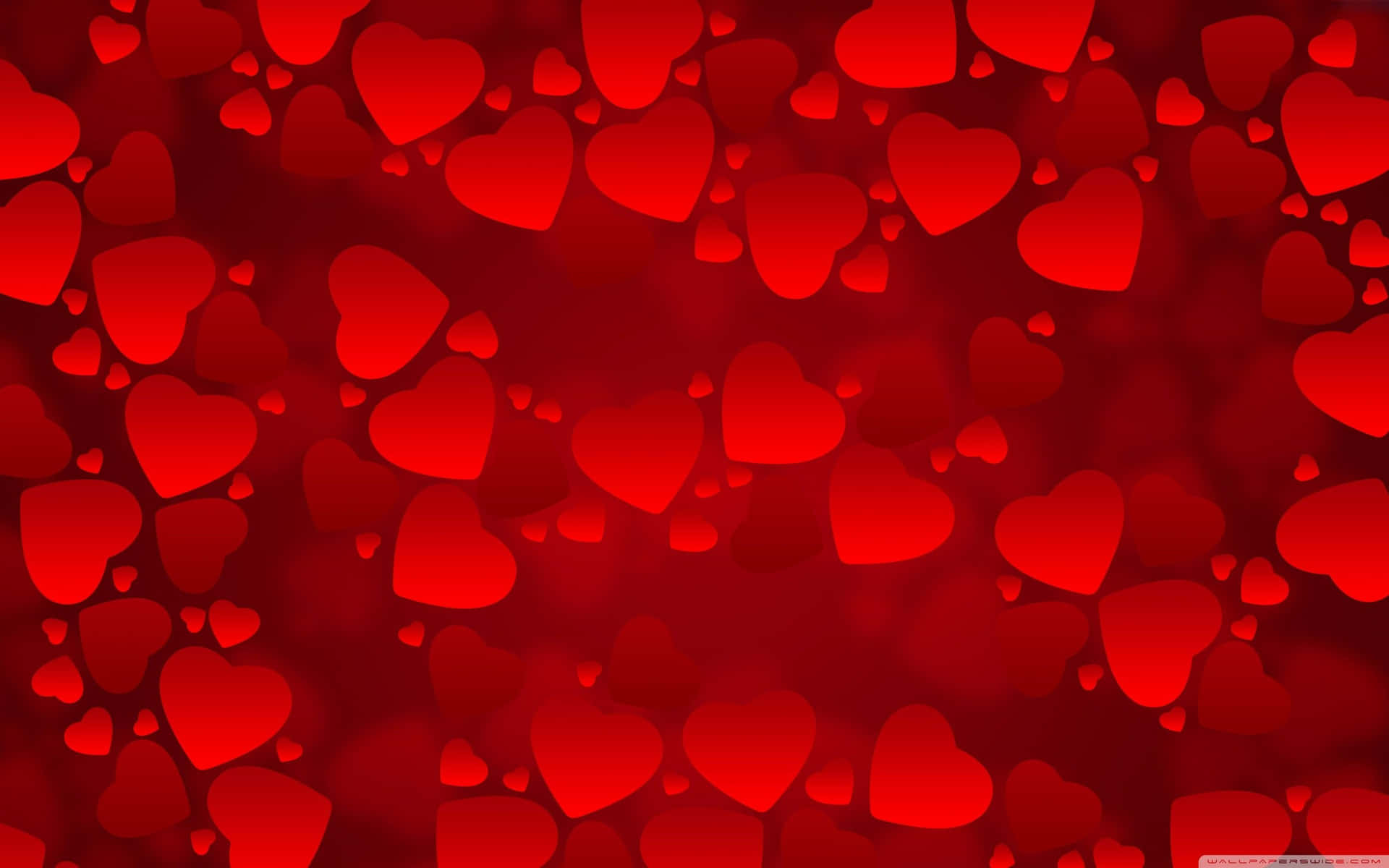 Red Hearts On A Red Background Wallpaper